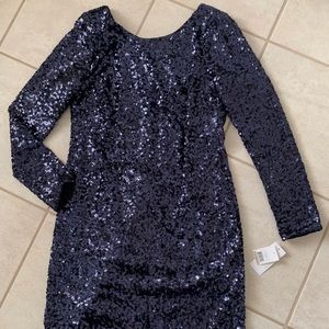 NWT Navy Sequin Long Sleeve Jessica Simpson Dress